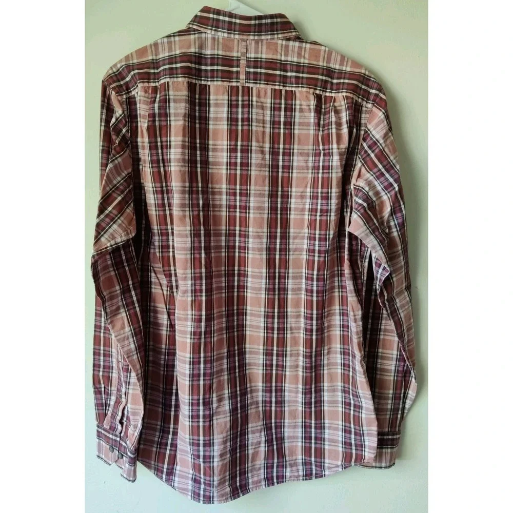 Banana Republic Men's Small Red Casual Button‎ Down Plaid Shirt Size 15-15 1/2 M
